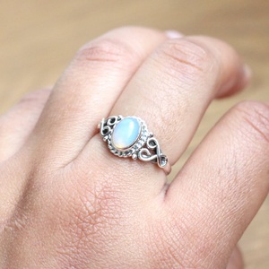 Opalite Gemstone <b>Silver</b> <b>Ring</b>, Natural Opal 925 Sterling <b>Silver</b> <b>Statement</b> <b>Ring</b>, Handmade Vintage Jewelry for Women - Product Image 4