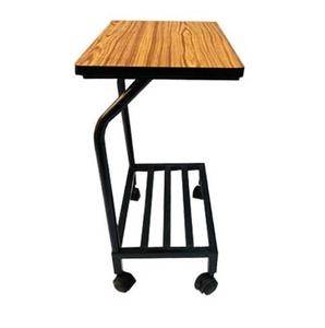 Modern Wooden Top <b>Rolling</b> Side Table with Metal Frame Storage <b>Rack</b> - Product Image 1