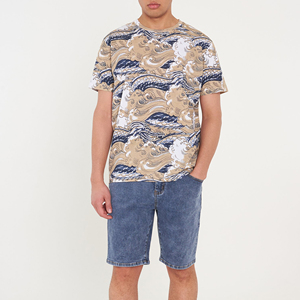 Exoro Short en jean pour homme, taille mi-haute, coupe droite, bleu clair, en coton, décontracté, respirant, tissu tissé, délavage clair, best-seller - Product Image 2