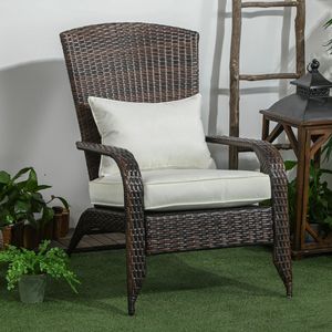 Sedia Adirondack Impilabile Pieghevole con Schienale Alto Curvo e Cuscini Morbidi, in Vimini e Rattan per Esterni, Resistente a Tutte le Condizioni Atmosferiche, Arredo per Braciere - Product Image 2