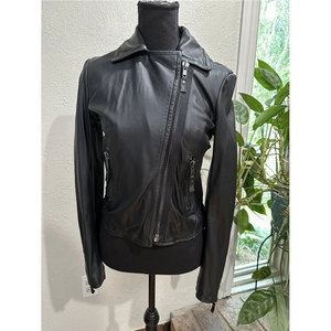 Women's Black Lamb Skin Leather Asymmetrical <b>Biker</b> <b>Jacket</b> with Zipper Pockets - Premium Soft Leather Outerwear - Product Image 2