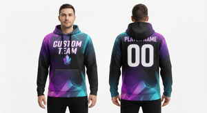 Sweat-shirt à capuche personnalisé pour l'hiver avec impression par sublimation, 100% polyester, logo sur le devant, nom et numéro d'équipe personnalisés - Product Image 3