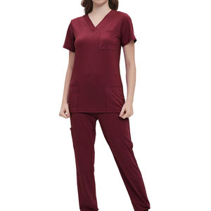 Uniformes Quirúrgicos para Mujer, Conjunto de Uniformes Médicos Verde Oscuro, Uniforme de Enfermera, Blusa + Pantalón - Product Image 4