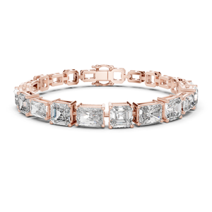 Bracelet tennis en or avec diamants taille princesse, bracelet éternité en diamants carrés de laboratoire, bijoux de luxe en diamants pour femmes - Product Image 1