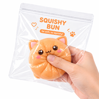 Sacs auto-scellants en PVC transparent en stock pour l'emballage de jouets anti-stress, de jouets squishy et de boulettes, pochettes réutilisables à oreilles de chat, vente en gros par petites lots