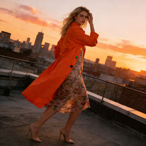 OFERTA ESPECIAL en TEMU 2026 Camisa Naranja Oversize con Botones, Transpirable, para Mujer, Primavera, Verano, Otoño, Paseos Urbanos - Product Image 3