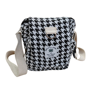 Sac bandoulière à motif pied-de-poule avec compartiment de rangement carré compact à fermeture éclair et sacs fourre-tout réglables pour femmes - Product Image 1