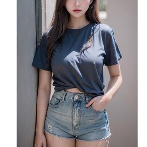 เสื้อยืดลำลองผู้หญิงฤดูร้อนปี 2025 ไซส์ใหญ่ แขนสั้น ผ้าถัก 100% ผ้าฝ้าย ระบายอากาศได้ดี เป็นมิตรกับสิ่งแวดล้อม ขายดี - Product Image 2