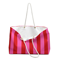 Sac de voyage grande capacité à rayures rouges pour femme, sac fourre-tout de week-end, sac de plage et de sport, sac à main de vacances avec cordon de serrage