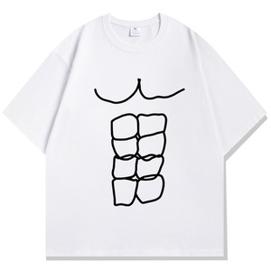 Camiseta Unisex Divertida con Gráfico de Six Pack Falso, Diseño de Músculos, Manga Corta, Cuello Redondo, Informal - Product Image 2