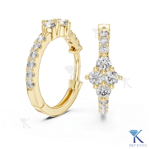 Lab Grown CVD HPHT Diamond Cluster <b>Huggie</b> Hoop Earrings Pave 14K <b>Solid</b> <b>Gold</b> Luxury Women Wedding Bridal Jewelry KRUP JEWELS - Product Image 1