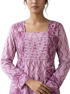 Vestido largo estampado de manga larga con cuello cuadrado y cintura fruncida, vestido informal para uso diario - Product Image 2