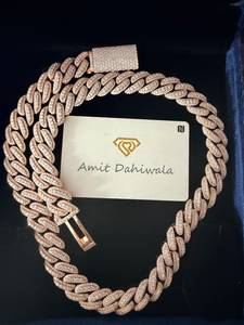 925 silver Rose Gold Plated <b>Iced</b> <b>Out</b> Cuban Link <b>Chain</b> Necklace Moissanite Heavy Choker Jewelry for Wedding Party Gift - Product Image 3