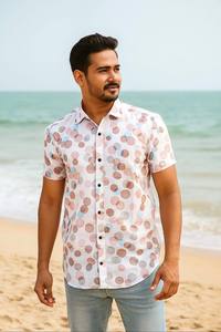 Mens Summer Cotton <b>Shirt</b> With Artistic Geometric Motifs Short Sleeves Relaxed Feel Lightweight Construction And Contemporary Sty - Product Image 2