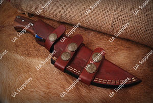 มีดสกินเนอร์เหล็กดามัสกัสแบบเต็มด้าม สำหรับกิจกรรมกลางแจ้ง บุชคราฟท์ มีดใบตายสำหรับตั้งแคมป์ ล่าสัตว์ DIY OEM ขายส่ง EDC พร้อมปลอกหนัง - Product Image 6