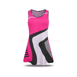 OEM Bulk Order 2026 Women Orange Geometric Print Sleeveless Tennis <b>Dress</b> Breathable Polyester Fitted Sportswear Summer Apparel - Product Image 6