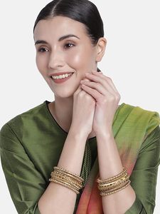 Gold Plated Handmade Faux Kundan Studded Silk Thread Ethnic Bangles Jewellery for Women Fashion Bangles For Girls Festive - Product Image 3