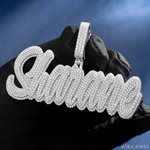 Pendentif Hip Hop de Luxe Avira Jewels en Moissanite, en Argent Sterling 925 Massif Plaqué Or Rose Jaune, Collier Unisexe Effet Glacé - Product Image 3