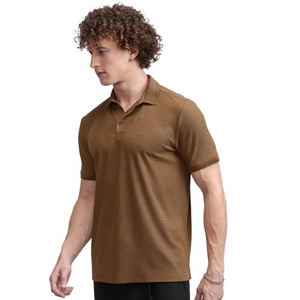 Camiseta de Punto para Hombre 2026, Color Sólido, Manga Corta, Estilo Casual, Corte Regular, Resistente a las Arrugas, Color Marrón, Cierre con Botones - Product Image 3