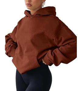 Nouveau design, service OEM, sweat-shirt à capuche ample décontracté pour femmes, couleur unie, confortable, fabriqué en usine au Bangladesh, meilleur prix - Product Image 2