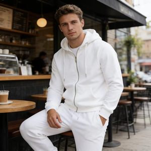Spot Wholesale Oversized Casual Unisex <b>Zip</b> <b>Hooded</b> Jacket Sweatpants Tracksuit Adults Spring Eco-Friendly 100% Polyester Jogging - Product Image 3