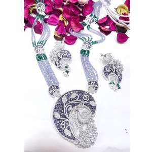 Conjunto de Collar y Pendientes Étnicos de Latón Chapado en Oro de Primera Calidad con Circonitas, Joyería para Mujer, Regalo de Boda, Compromiso, Fiesta - Product Image 1