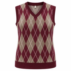 Prime Vista Women's V-Neck 50% Acrylic 50% Cotton Computer <b>Knit</b> <b>Tank</b> <b>Top</b> Sleeveless Casual Autumn Winter Layering 140g - Product Image 4