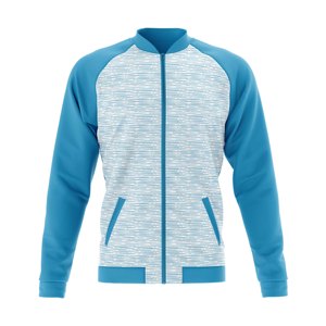 <b>Men's</b> <b>Blue</b> Striped Varsity Jacket Full Zip Sporty Style Regular Fit Autumn Wear Quick Dry Breathable Polyester Material - Product Image 3