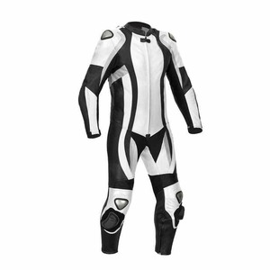 Men Genuine Leather Perforated Waterproof One Piece Armored Racing Motorcycle Suit for Summer & Winter - Product Image 1