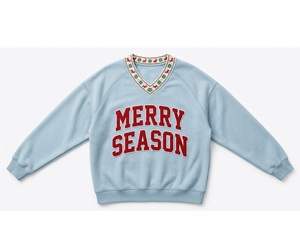 Sudadera con cuello en V para mujer, estilo navideño, manga larga, tejido de algodón, estampado de letras, diseño informal de invierno - Product Image 3