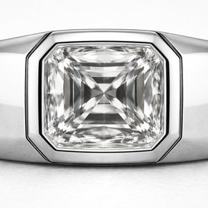 Exclusive 2.00 CT Asscher Cut Lab Grown Diamonds Platinum Bezel Setting Luxury Wedding <b>Ring</b> <b>Men</b> Premium Craftsmanship IGI - Product Image 4