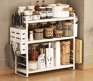 2 Tier Metal <b>Spice</b> <b>Rack</b> Organizer Countertop Kitchen Seasoning Storage Shelf <b>Spice</b> <b>Jar</b> Holder Space Saving - Product Image 1