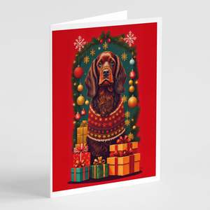 Whimsical A7 tamaño 5x7 Field Spaniel vacaciones Navidad tarjetas de felicitación Paquete de 8 tarjetas de nota en blanco con sobres - Product Image 1