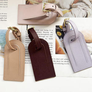 Étiquettes de bagages en cuir véritable, couleur unie, luxe, prix bas, logo et image personnalisés, étiquettes de bagages en cuir pour valises d'avion - Product Image 1