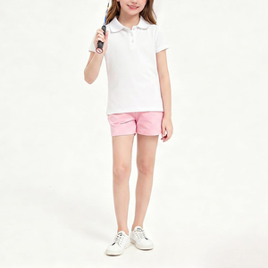 95% Cotton 5% Spandex Kids <b>White</b> <b>Polo</b> Shirt Short Sleeve Embroidered Logo Youth School Uniform Shirts For Girls - Product Image 5