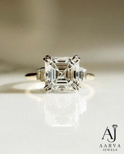 Anillo de Compromiso de Moissanita con Corte Esmeralda, Chapado en Oro, Certificado IGI, con Engaste de Garras, Anillo de Boda para Mujer, Joyería de Lujo, Regalo - Product Image 2