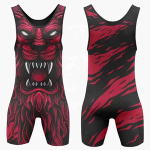 Quick Dry High Quality Polyester Stretch Custom Graphic Sublimated Front Wrestling Singlets for Cage Fight - Product Image 6