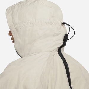 Veste coupe-vent blanche pour homme avec capuche, col montant, design sportif à blocs de couleur, demi-zip, légère, pour l'hiver - Product Image 2