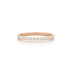 Bague Demi-Éternité en Or Massif 10K 14K avec Diamant de Laboratoire Rond Couleur DEF Clarté VS VVS, Bague de Mariage Minimaliste Fine et Délicate - Product Image 4