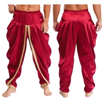 Pantalon Dhoti en Satin pour Hommes, Tenue de Danse d'Apprentissage, Pantalon Ample Décontracté pour Vacances, Soirée à Thème, Costume de Danse Contemporaine