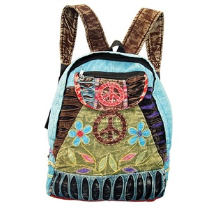 Nepali Hippie Style Ethnic Canvas External <b>Frame</b> <b>Backpack</b> Zipper Polyester Waterproof 36-55L Capacity Arcuate Shoulder Strap - Product Image 1