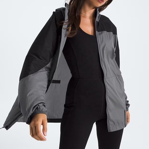 Veste de sport à capuche pour femme, color-block, manches longues, imperméable, coupe régulière, toutes saisons, style sportif, longueur mi-mollet - Product Image 5