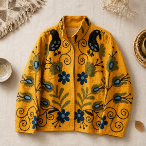 Women's Reversible Suzani Velvet Winter Jacket Handmade Floral Embroidered Boho Ethnic Luxury Warm Designer Outerwear <b>Coat</b> Wear - Product Image 2