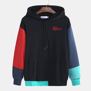 Sweat-shirt à capuche homme bicolore stylé, panneaux contrastés, streetwear urbain, en stock - Product Image 1