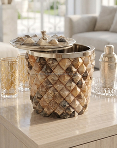 Horn Inlay Ice <b>Bucket</b> <b>Lid</b> Stainless Steel Modern Luxury 5L Capacity Floral Pattern Eco Friendly Handcrafted for Party Hotel Home - Product Image 2