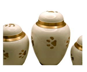 Handcrafted Paw Print Pet <b>Ashes</b> Urn – Durable Ceramic Cremation <b>Keepsake</b> with Secure Sealed Lid, Classic Memorial - Product Image 2