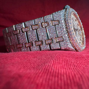 Reloj de Moissanita de Alta Calidad para Hombre, Correa de Acero Inoxidable D VVS de 21 mm de Ancho, Cristal/Vidrio, Resistente al Agua, Reloj de Cuarzo, Compra al por Mayor, EE. UU. - Product Image 1