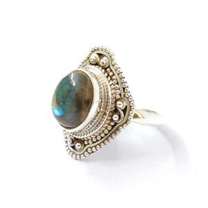 <b>Labradorite</b> Moissanite <b>Ring</b> 7.5 Grams Elegant and Unique Jewelry Piece - Product Image 1