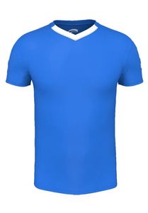 เสื้อกีฬาคอวีสีน้ำเงิน แขนสั้น แบบยูนิเซ็กซ์ ผ้าถัก แห้งเร็ว สำหรับทีม  รับสกรีนโลโก้ โพลีเอสเตอร์ 100%  แบบรีดร้อน - Product Image 3