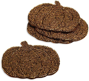 Handcrafted Modern Floral Design Seed Bead Embroidery Coaster Dining Table <b>Tabletop</b> Decorative for Home & Office Use - Product Image 3